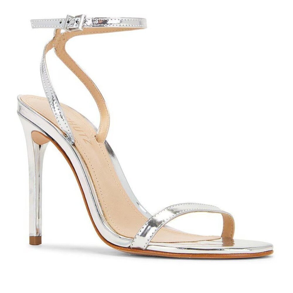 Schutz Joenn Sandals in Prata 7.5 with box Womens Silver High Heels